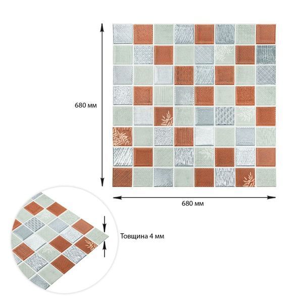 Панель стінова 3D 680х680х4мм Мозаїка коричнева SW-00002012 SW-00002012 фото